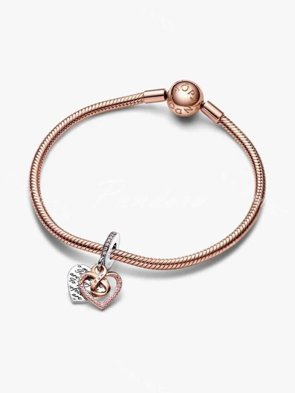 Pandora Two-tone Infinity Heart Double Dangle Charm